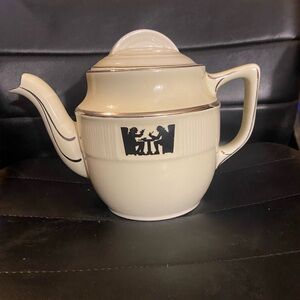 Vintage HALL China SILHOUETTE Teapot 7" x 6" Medallion and Lid
